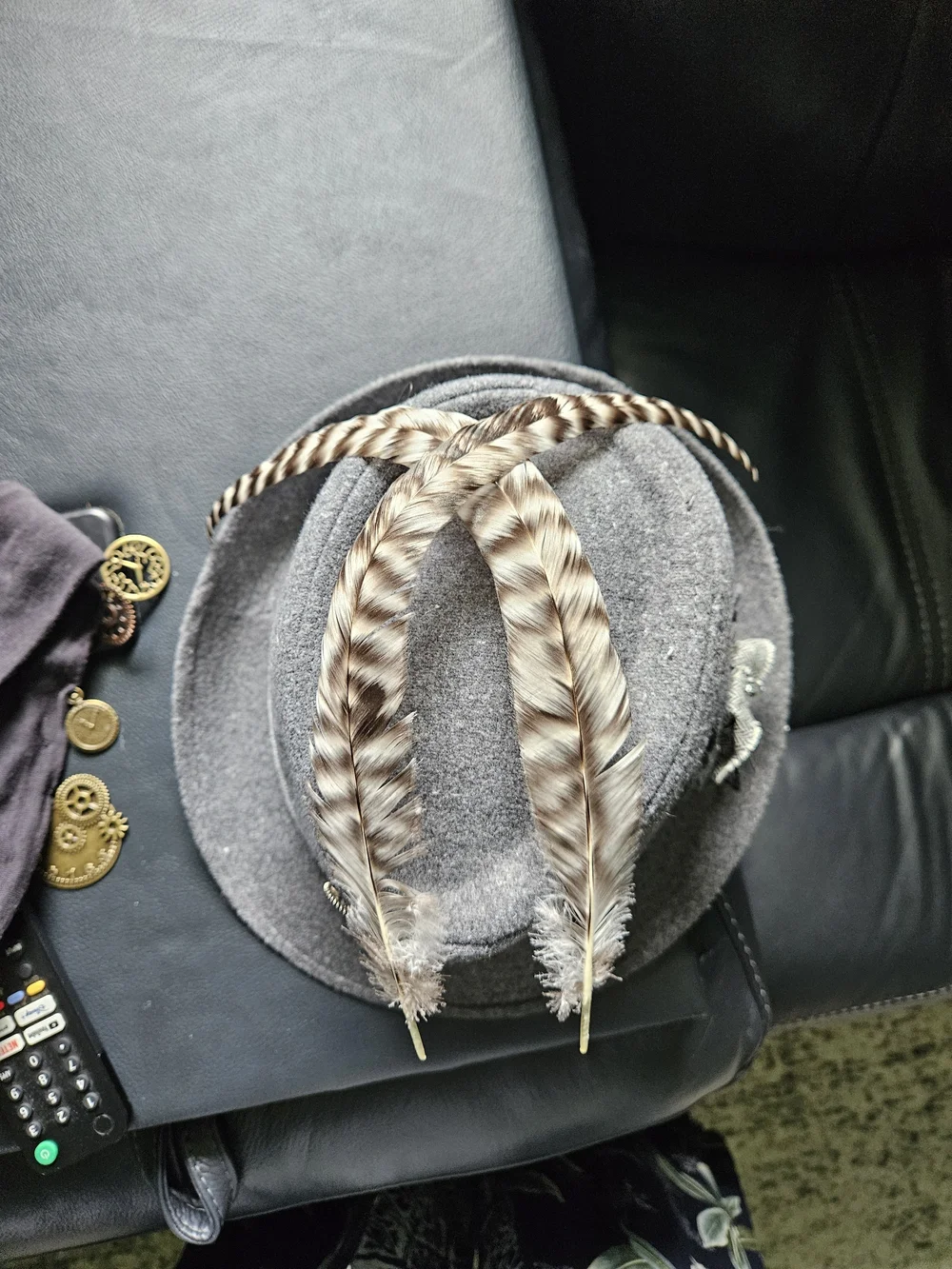 Set Of 2 Steampunk Hats with Brass Gear Accents